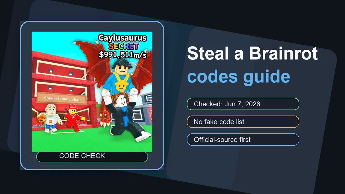 Steal a Brainrot codes guide status card using the official Roblox game icon