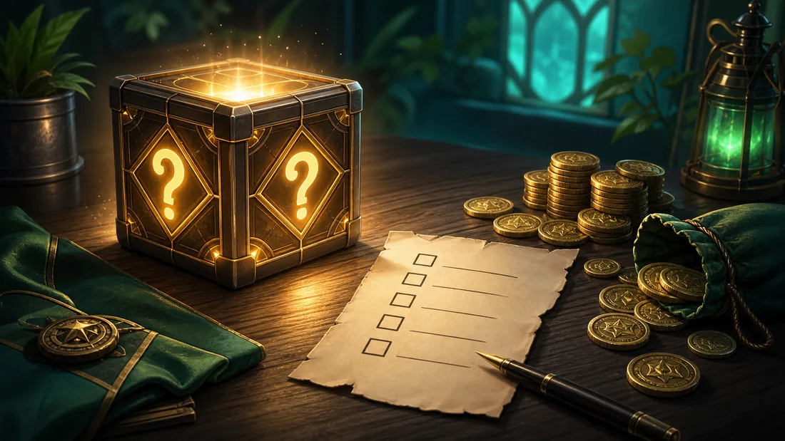 Editorial concept image of planning whether to open or save a Lucky Block